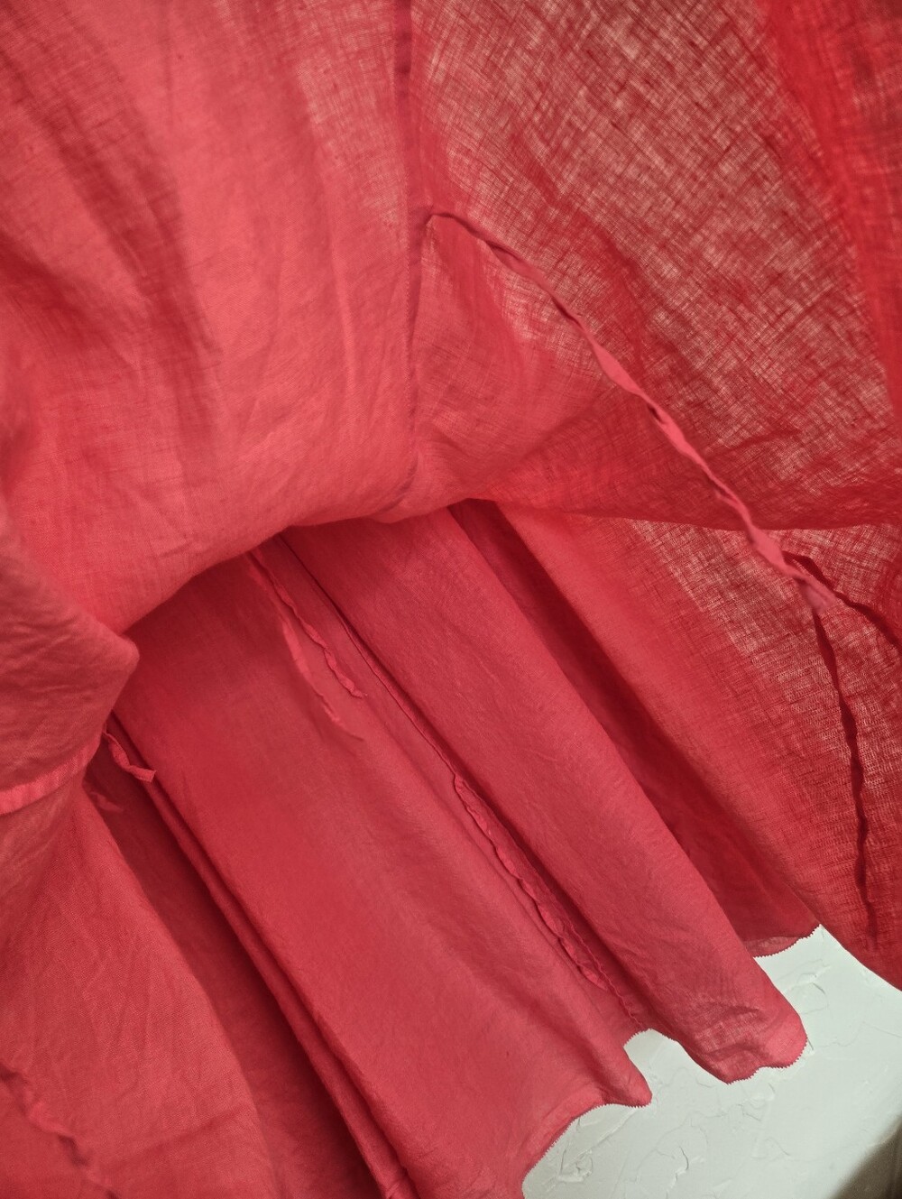 Eileen Fisher Irish Linen Coral Cinchable Dress, L - Picture 5 of 13